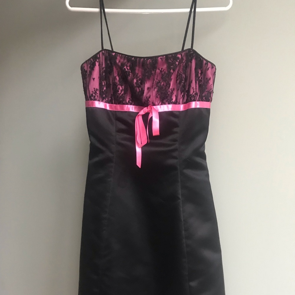 Black satin homecoming dress
